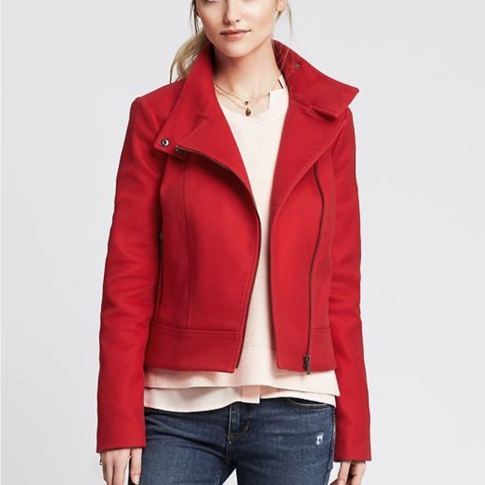 Banana Republic Vibrant Red Moto Jacket Size XS